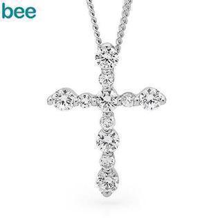Bee Jewelry Zirconia Cross silver Collie shiny, model 35448-CZ